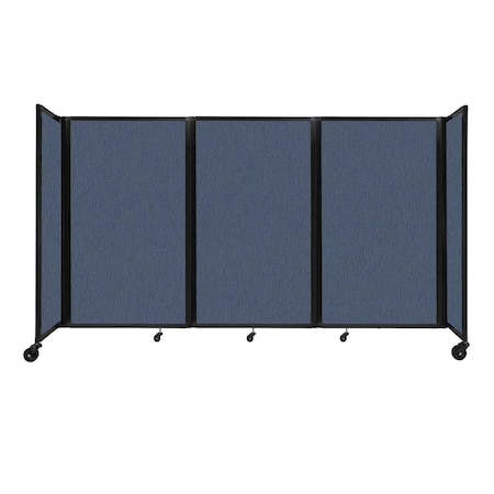 Versare Room Divider 360 Folding Portable Partition 8'6" x 5' Ocean Fabric 1160315